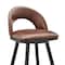 Armen Living Lottech Swivel Counter Stool in Black Metal and Brown Faux Leather 840254335349 - alternate 7